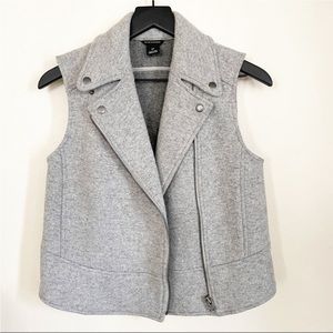 NWT Club Monaco Wool Crop Moto Vest Grey